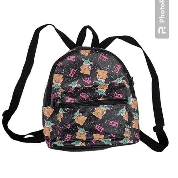 Bioworld Star Wars‎ MINI Backpack Black Multi-Color Grogu Baby Yoda 11" x 9" - Picture 1 of 2